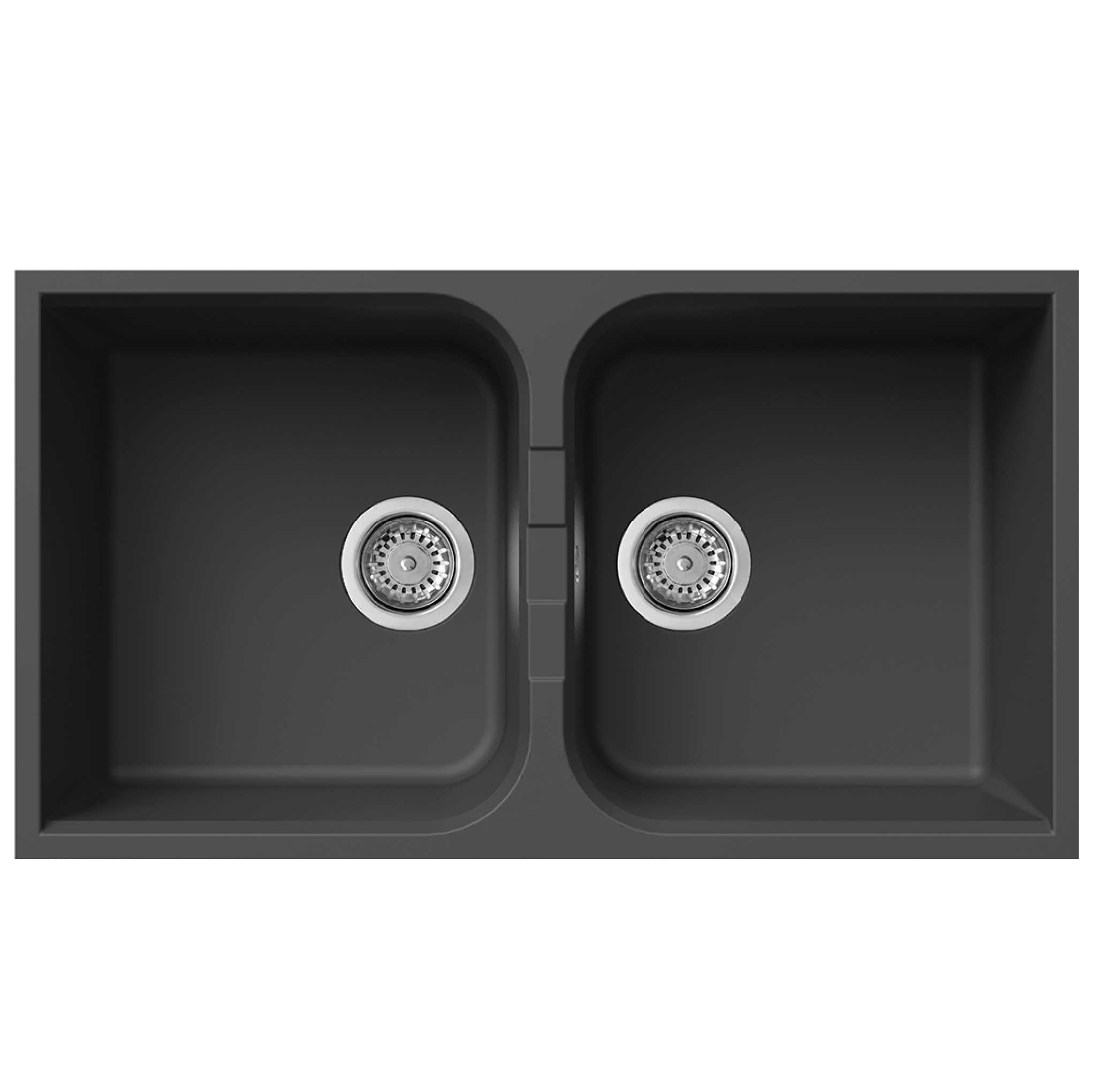 Rubine UNDERMOUNT GRANITE PEARL BLACK 2-BOWLS Kitchen Sink MEQ 820-82U PB